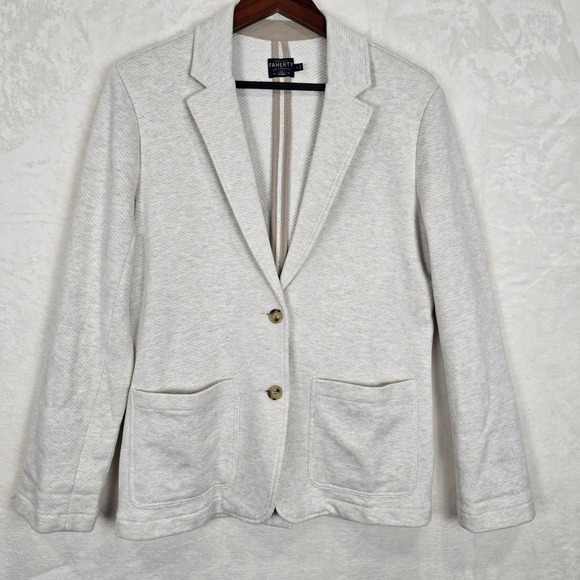 Faherty Jackets & Blazers - Faherty Women's Oatmeal Organic Cotton inlet Knit Blazer Sz M WOS2313